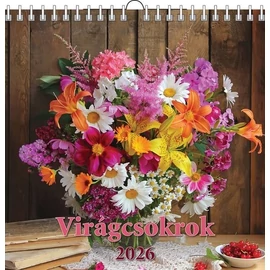 *48153 FALINAPTÁR 2026 Virágcsokrok T-Calendar 33*33cm spirálozott