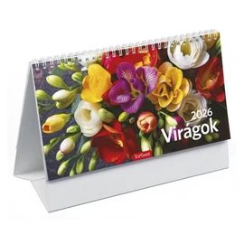 *50650 NAPTÁR asztali KÉPES 2026 midi Virágok TopTimer T0583P álló  24*12,8