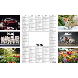 *50660 PLAKÁTNAPTÁR 2026 A3 297*420mm T-Calendar éves tervező mintás