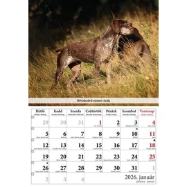 *52731 FALINAPTÁR 2026 Vadászkutyák  T-Calendar  23*33cm spirálozott