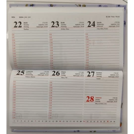 *54537 ZSEBNAPTÁR 2026 heti T-Calendar mintás fekvő