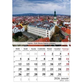 *54543 FALINAPTÁR 2026 Történelmi Magyarország látványosságai T-Calendar A4 tűzött