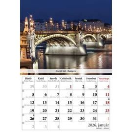 *54549 FALINAPTÁR 2026 Hidak T-Calendar 23*33cm spirálozott