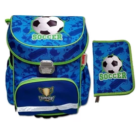*55869 Iskolatáska HAMA 2 részes töltött merev falú  Soccer + klapnis tolltartó