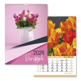 *56455 FALINAPTÁR 2026 pd A3 Virágok 30*42cm spirálozott