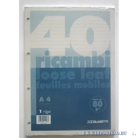 GYŰRŰSKÖNYV betét A4/40lap vonalas Blasetti Ricambi fehér 1198