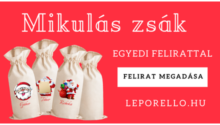 Mikulás zsák egyedi felirattal