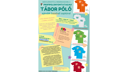 Tábori póló ajándék baseball sapkával!