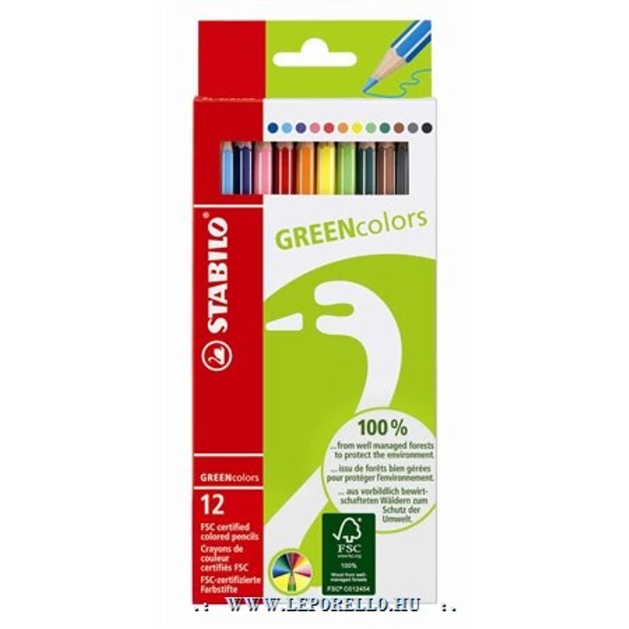 SZÍNES CERUZA 12 STABILO GREEN 6019