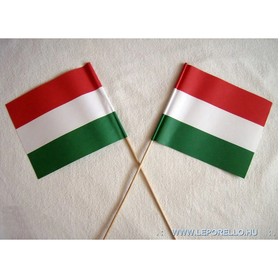 ZÁSZLÓ nemzeti színű címeres papír+hurkafa