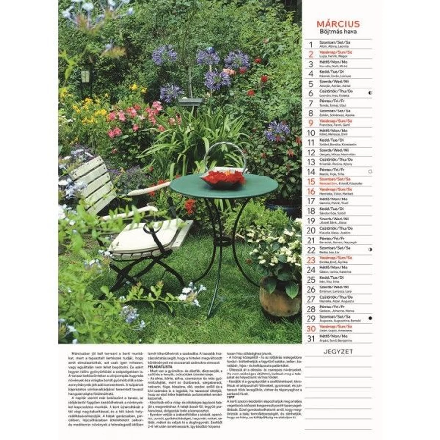 *09593 FALINAPTÁR 2025 Kertésznaptár T093-17  31*42cm