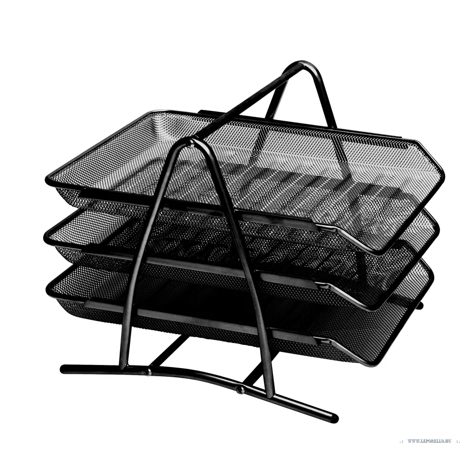 *10660 IRATTARTÓ TALCA fémhálós 3emeletes fekete/ezüst  9181
