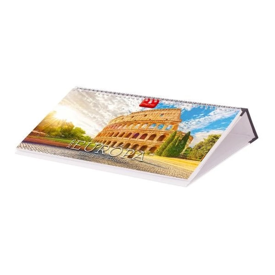 *16809 NAPTÁR asztali KÉPES 2025 Európa PVC talp fekvő Dayliner 32*15