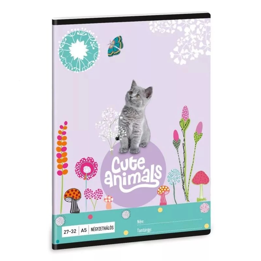 FÜZET A5 ARS UNA kockás  27-32 vegyes minta (Cute Animals-Kitten, 53633682)