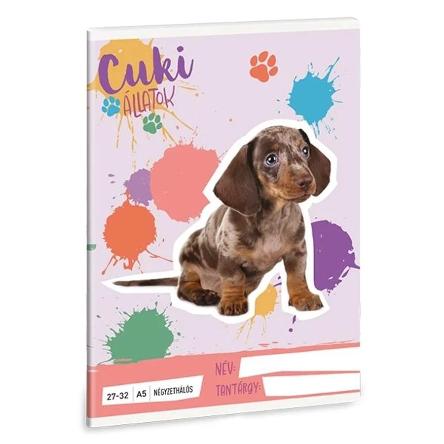 FÜZET A5 ARS UNA kockás  27-32 vegyes minta (Cute Animals-Puppy, 53633699)