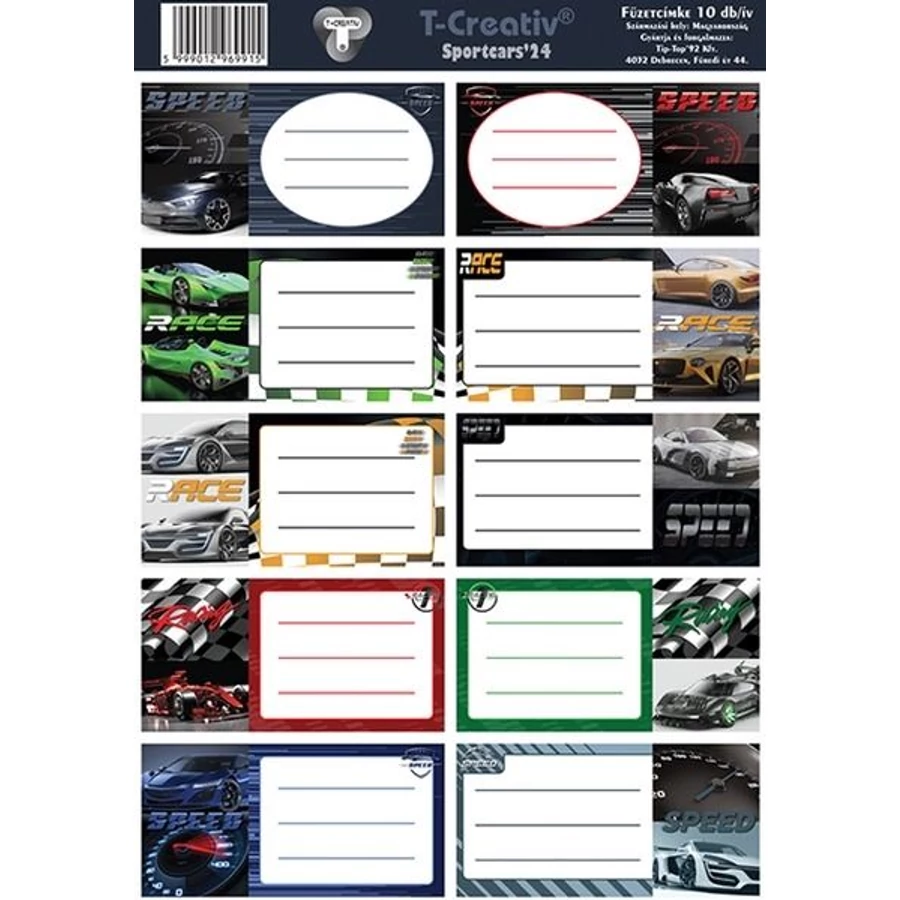 *22479 FÜZETCIMKE T-Creativ mintás 10db /1iv