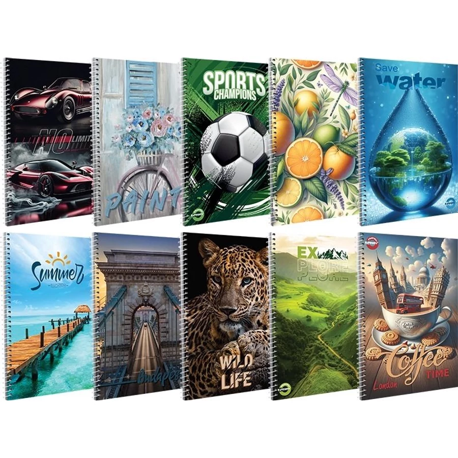 *22497 FÜZET spirál A4 T-Creativ MINTÁS vonalas 70lap vegyes minta
