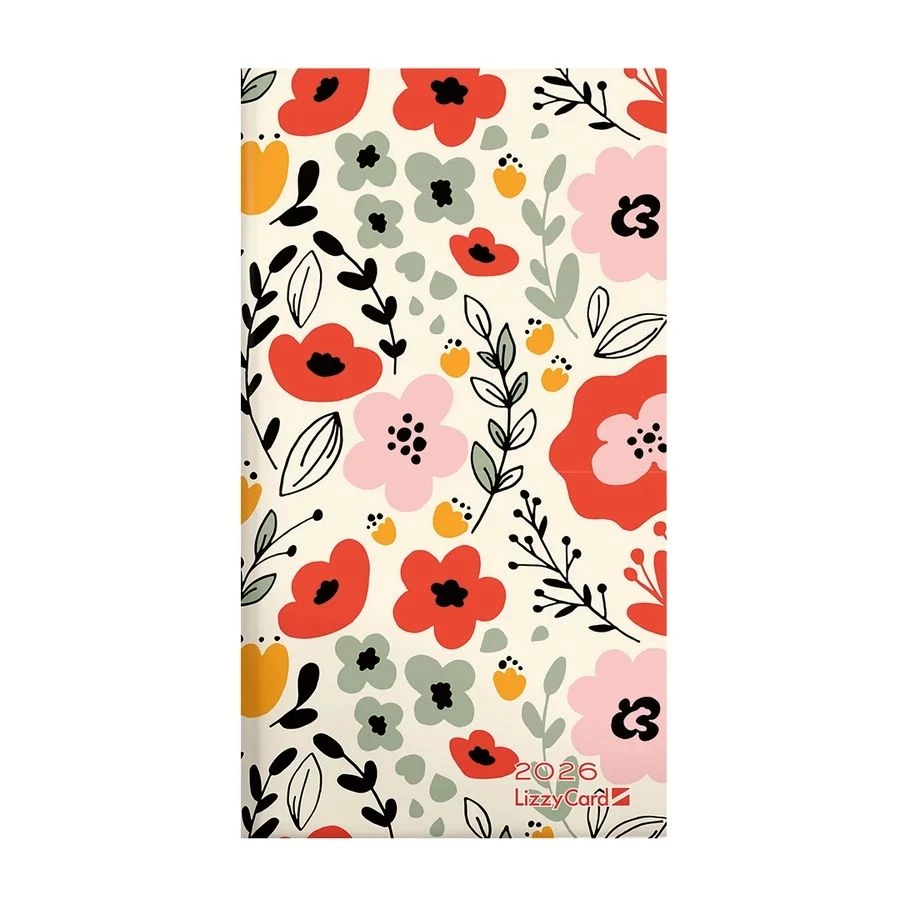 *25125 ZSEBNAPTÁR 2026 heti Lizzy design fekvő 9.4*17cm