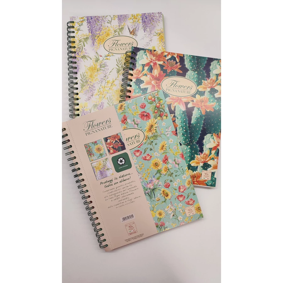 FÜZET spirál A4 PIGNA kockás 3*40lap  Nature Flowers