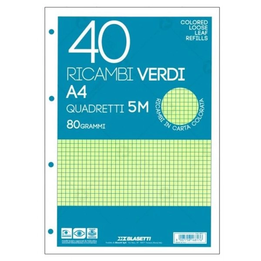 *29711 GYŰRŰSKÖNYV betét A4/40 kockás Blasetti  Ricambi színes 1447
