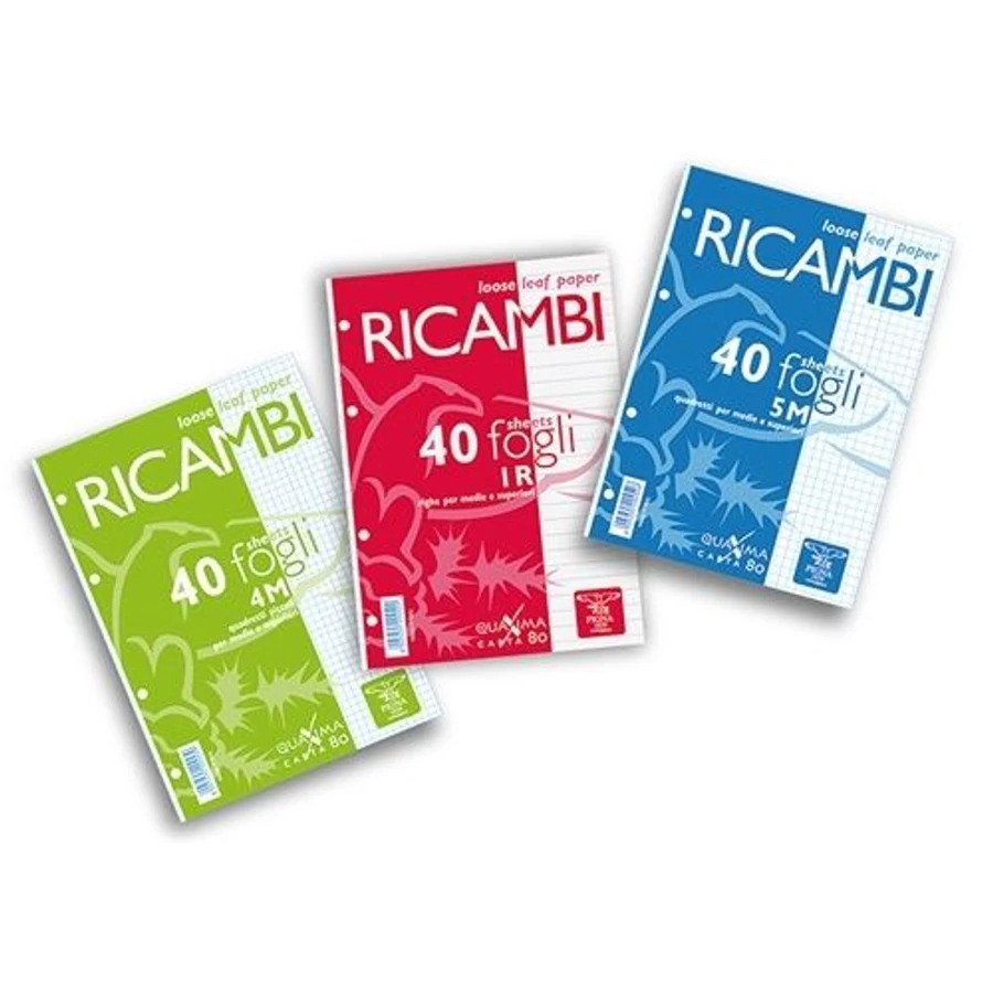 *30099 GYŰRŰSKÖNYV betét A5/40l kockás PIGNA Ricambi fehér