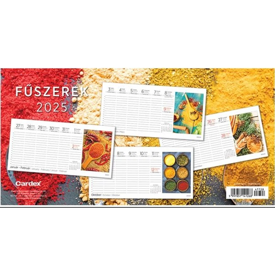 *30112 NAPTÁR asztali KÉPES 2025 Cardex Fűszerek, Barátaink az állatok, Csod. természet,