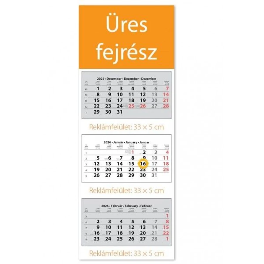 *36067 FALINAPTÁR SPEDITŐR 2026 3 tömbös 3 havi GOS SP-3 kép nélkül 33*88