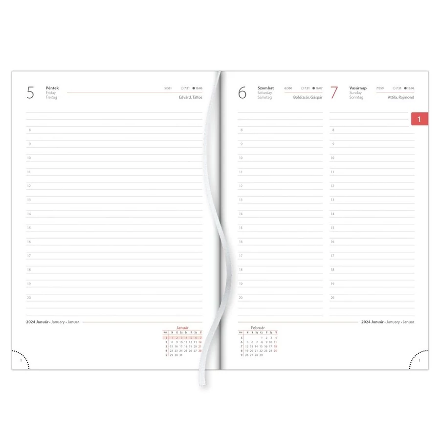 *36407 HATÁRIDŐNAPLÓ 2024 A5 napi GOS MEMPHIS varrott