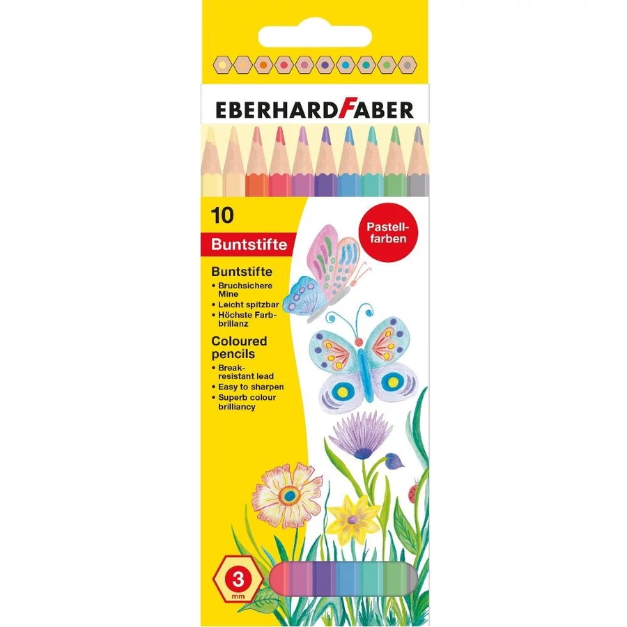 *37834 SZÍNESCERUZA 10 EBERHARD FABER pasztell szín hatszögletű 514810
