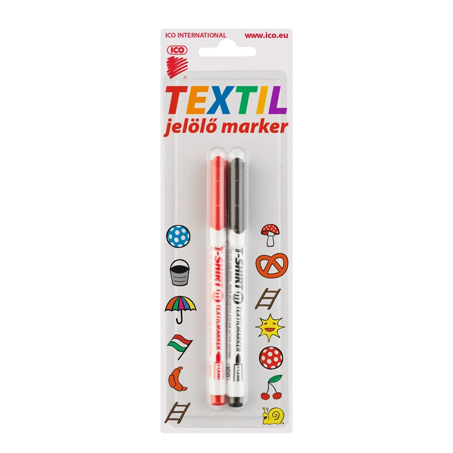 *37973 ROSTIRON TEXTILMARKER ICO T-SHIRT 2db/bliszt. piros/fekete