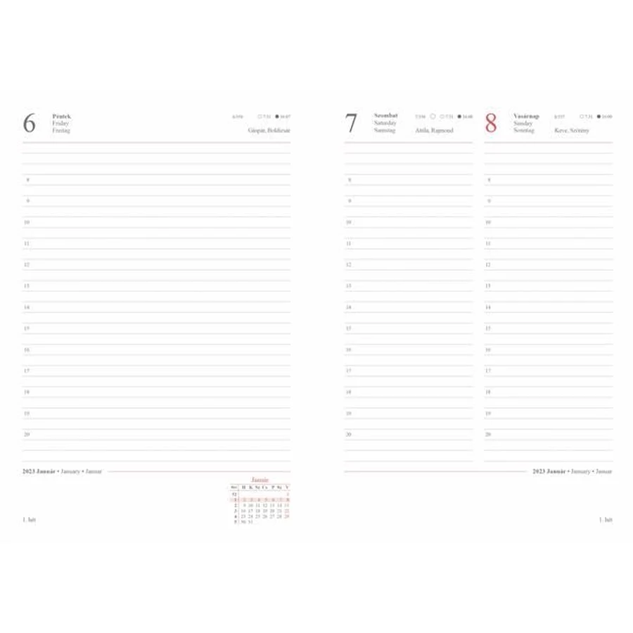 *38664 HATÁRIDŐNAPLÓ 2023 A5 napi VICTORIA tervező sötétzöld