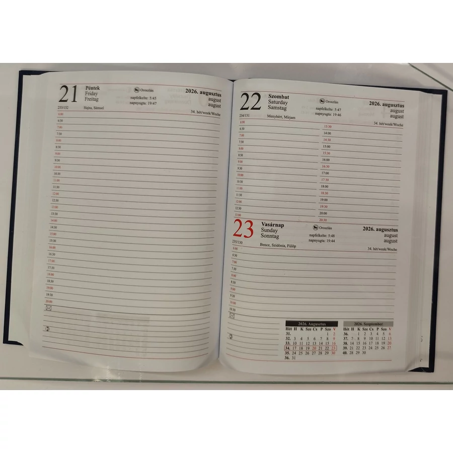 *38715 HATÁRIDŐNAPLÓ 2026 B6 napi T-Calendar Reflection keményt.