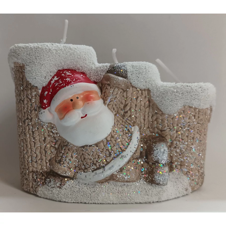 *39323 KAR. KERÁMIA gyertyatartó gyertyával, mikulással  11,5*8,5*5,5cm