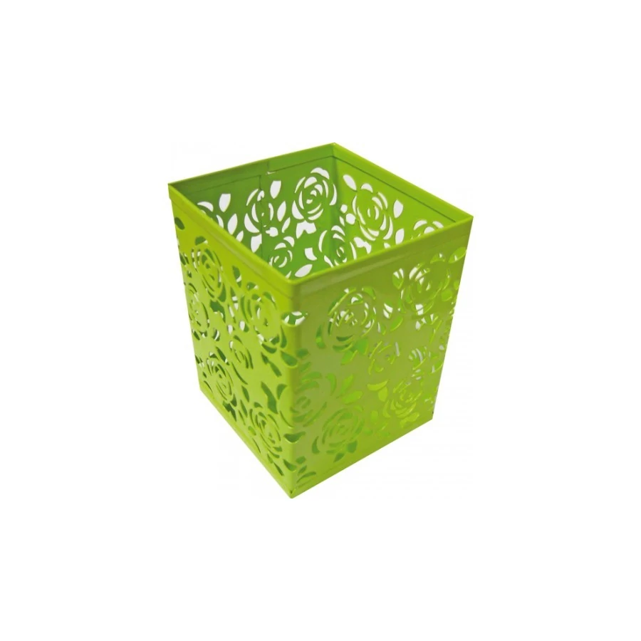 *39779 ÍRÓSZERTARTÓ fém szögletes MESH színes áttört rózsamintás 8*8*10