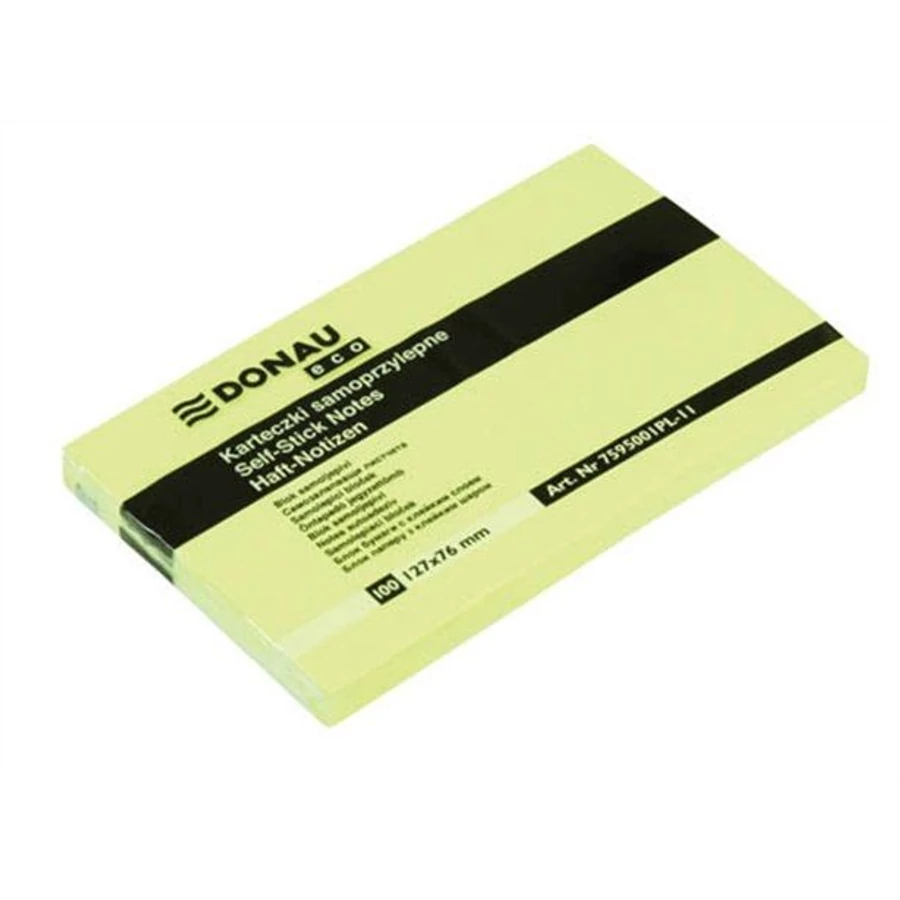 NOTESZ ÖNTAPADÓS  127*76mm Donau ECO sárga 100lap