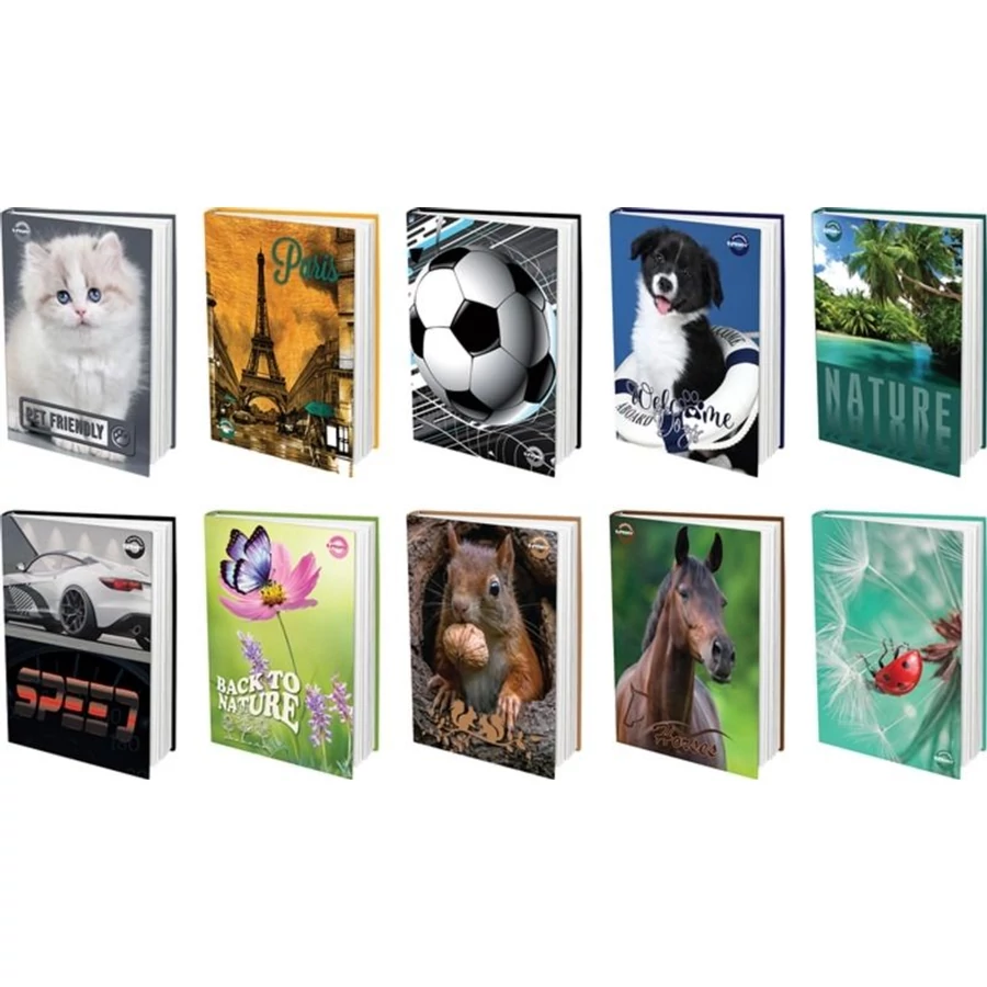 *41551 NAPLÓ/EMLÉKKÖNYV A5 T-CREA mintás 48 lapos sima kemémnytáblás