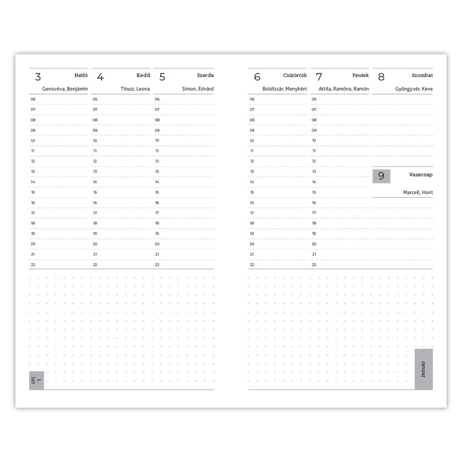 *41843 HATÁRIDŐNAPLÓ 2025 A5 heti keskenyített TOPTIMER Joy J018 metál