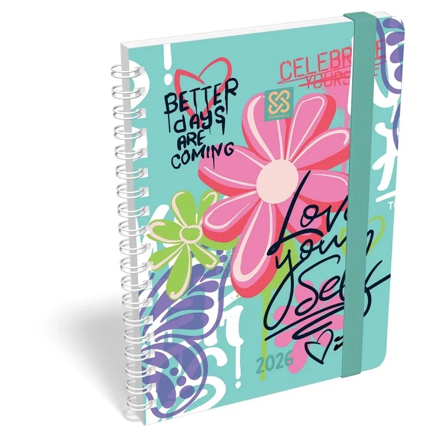 *44111 HATÁRIDŐNAPLÓ 2026 B6 heti Lizzy vegyes minta spirálozott gumis