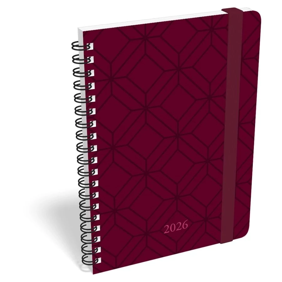 *44111 HATÁRIDŐNAPLÓ 2026 B6 heti Lizzy vegyes minta spirálozott gumis