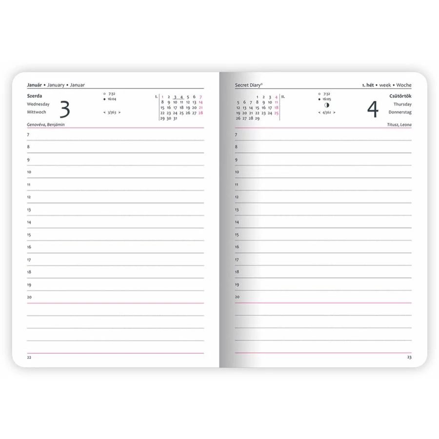 *44166 HATÁRIDŐNAPLÓ 2025 B6 napi SECRET Diary LIZZY Dolce Blocco gumis,kerekitett