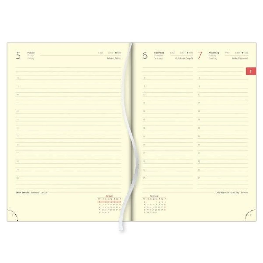 *44498 HATÁRIDŐNAPLÓ 2024 A5 napi Kren Dayliner