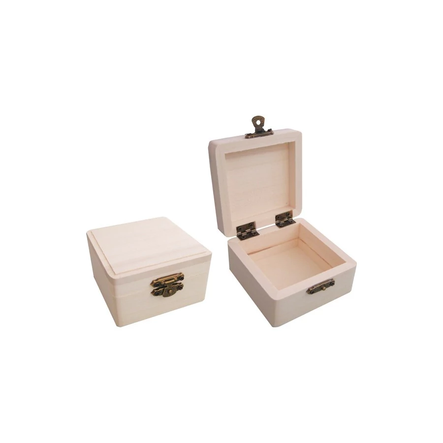 *44546 DOBOZ fa natur CRE-ART csatos négyzet 8*8*4,5cm