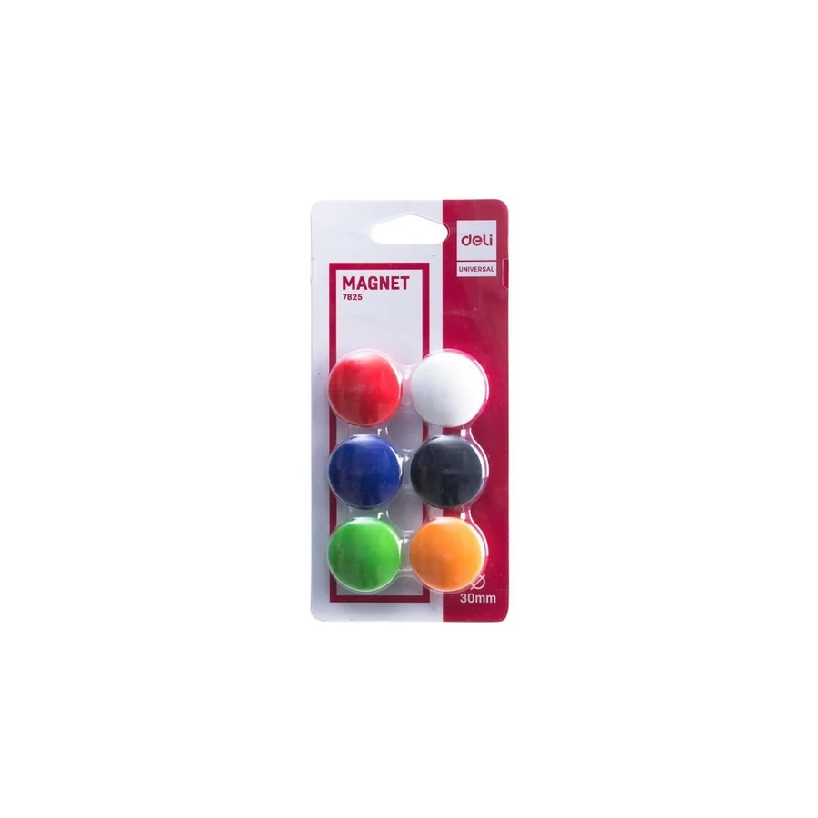 *45147 MÁGNES 30mm kerek DELI vegyes szín 6db/bliszt. 7825