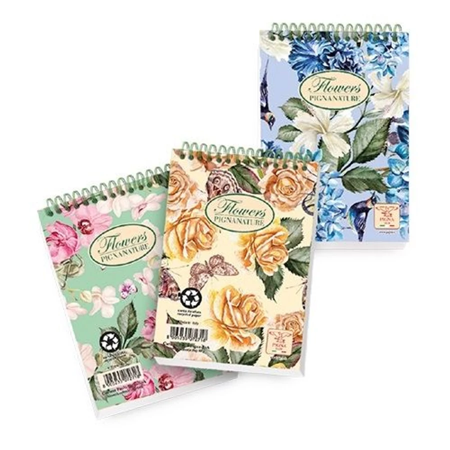 JEGYZETFÜZET A6 spirálos PIGNA Natura Flowers kockás 50l*