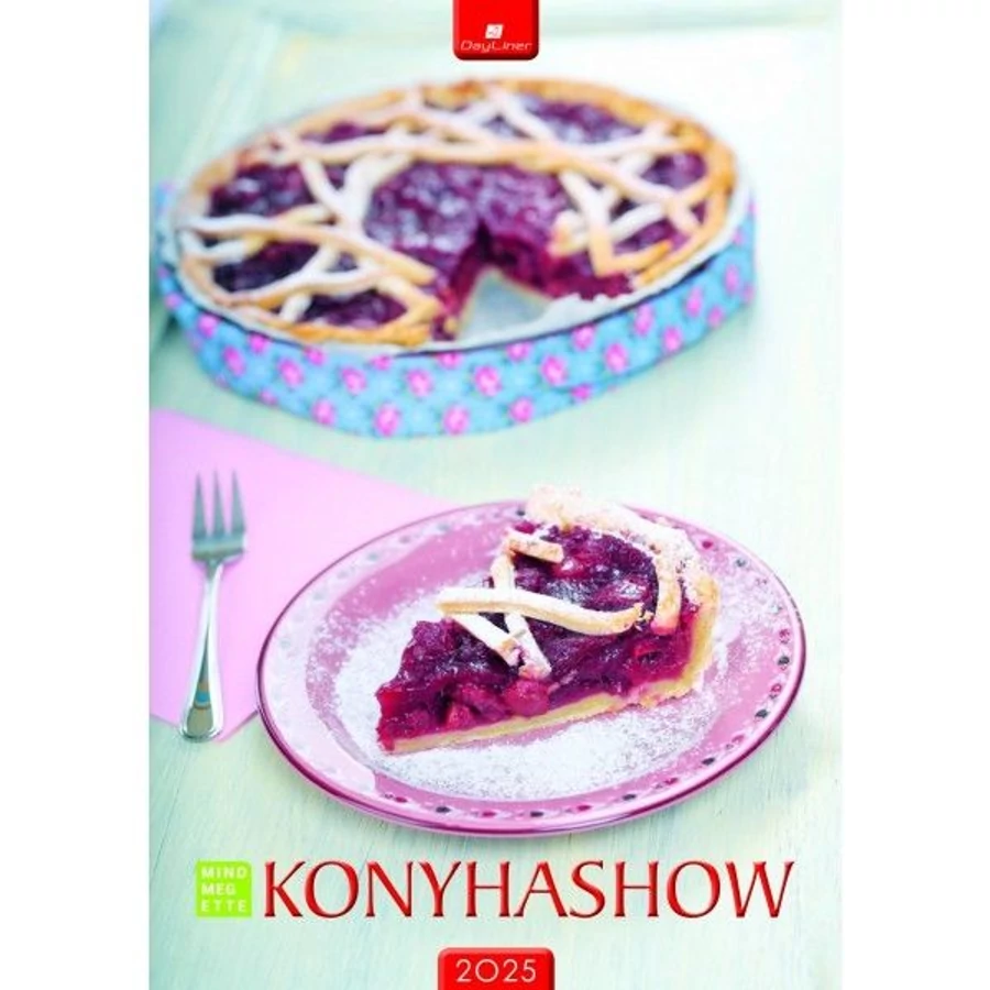 *46140 NAPTÁR asztali KÉPES 2025 receptes Konyha Show 3in1 álló papírtáblás15*13