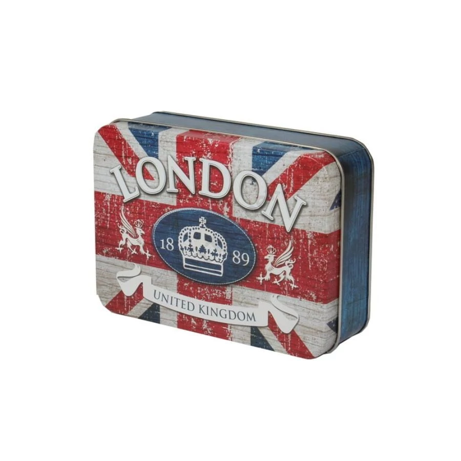 *46639 DÍSZDOBOZ fém négyszögletes 10*14*4cm LONDON