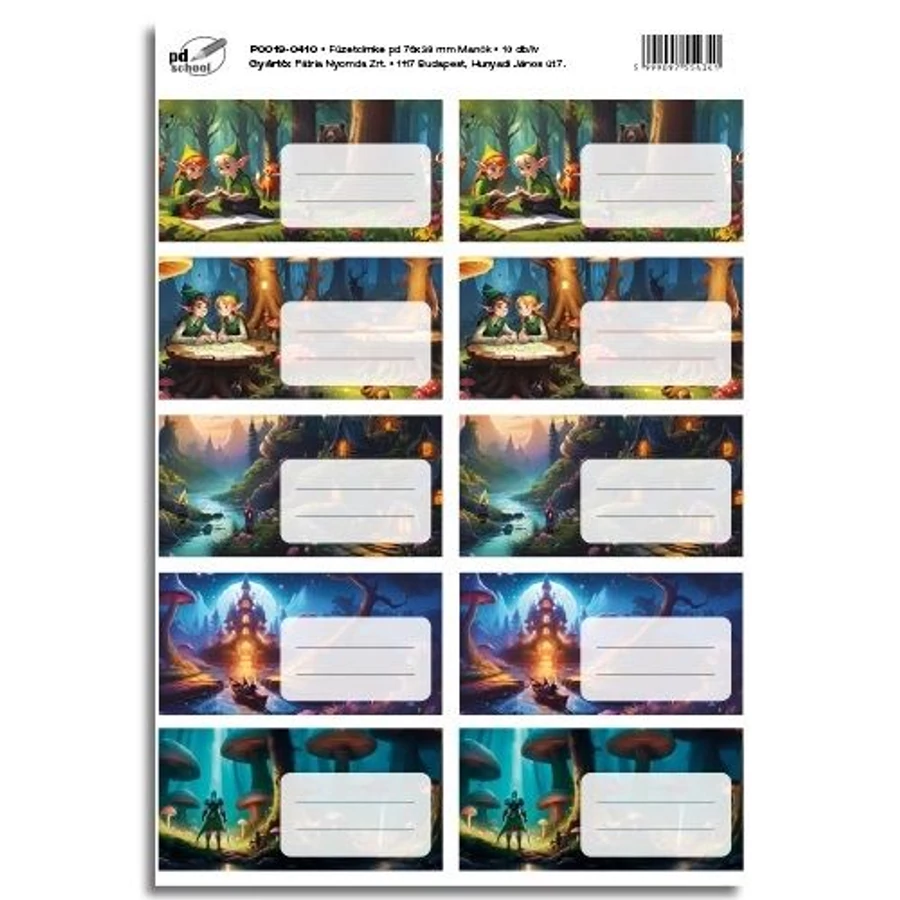 *46896 FÜZETCIMKE mintás pd 10 cimke/ív  76*38mm
