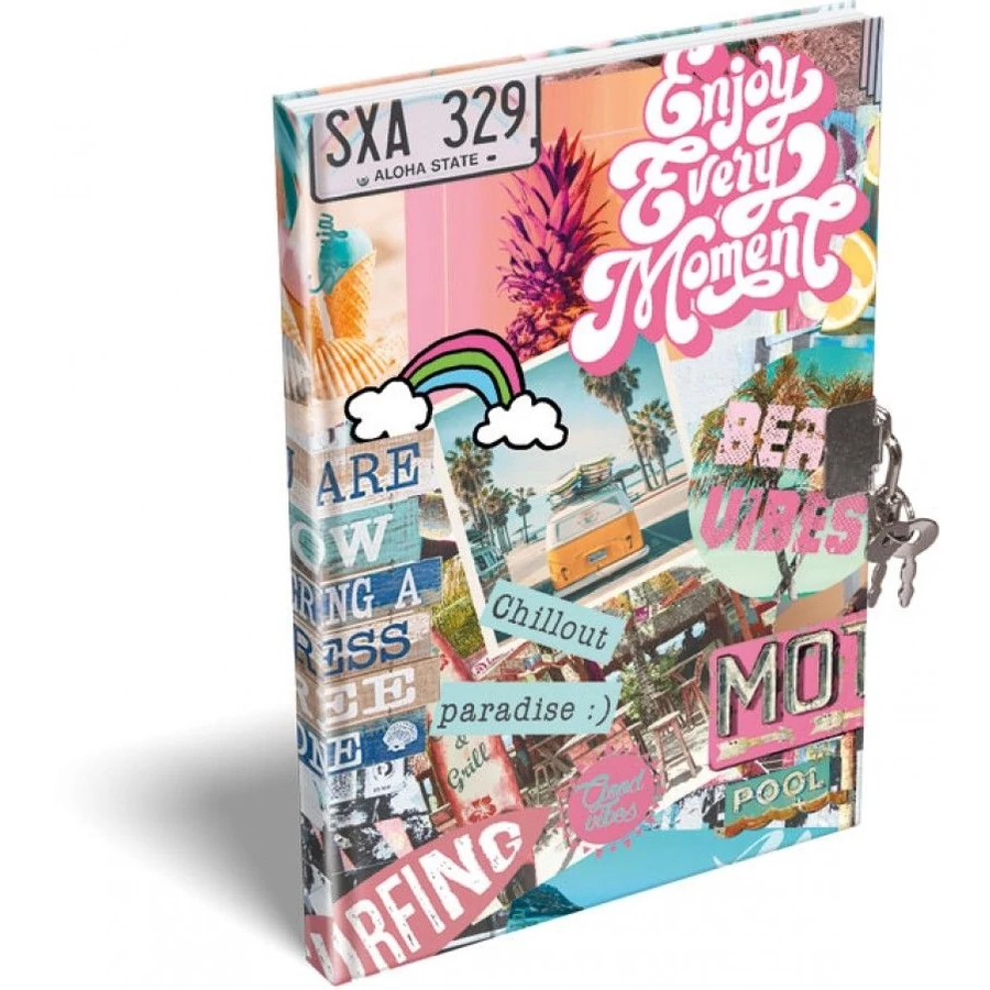 *46985 EMLÉKKÖNYV A5 lakatos LIZZY21 Good Vibes Beach