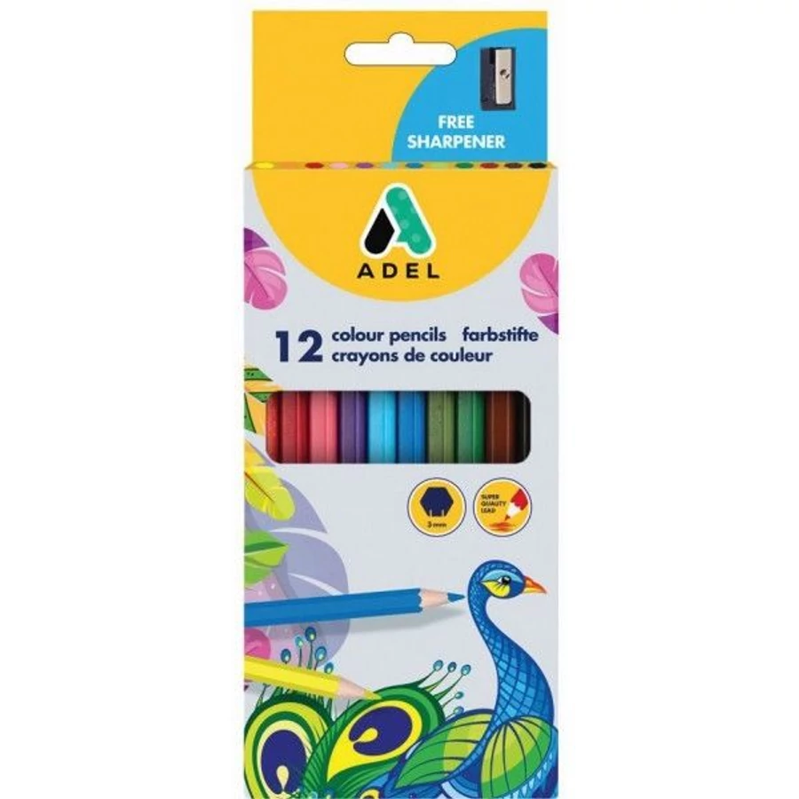 *47461 SZÍNES CERUZA 12 ADEL hatszögletű+hegyező