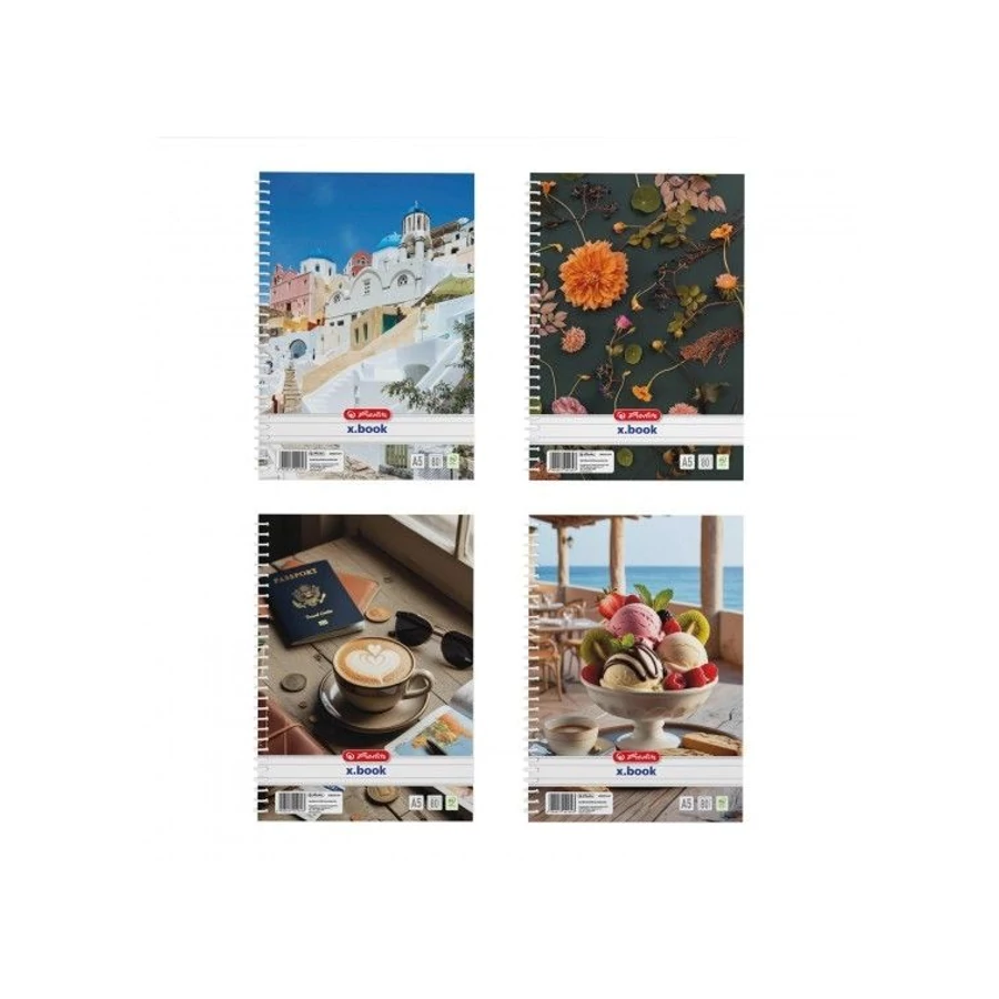 *47567 FÜZET spirál A5 HERLITZ vonalas  80l Mix